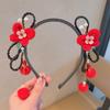 Estilo chinês Ano Novo acessórios para o cabelo meninas Hanfu festivo peruca de borla vermelha trança headband Bebê Ano Novo cocar