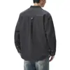 Roupas Masculinas Xintang Camisa de algodão puro lavada com gola alta estilo retrô japonês para homens, camisa casual simples solta moderna estilo americano