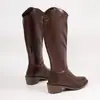 Botas de Otoño 2026 de Cuello en V Ajustadas por Encima de la Rodilla para Mujer, Botas de Caballero Vaquero Occidentales con Cremallera Trasera para Mujer