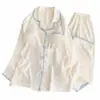 Pijama feminino novo de fábrica no atacado para primavera e outono, conjunto de duas peças de algodão nuvem com bolinhas coloridas, roupa de casa casual solta para mulheres