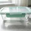 Fiambrera de Vidrio de Borosilicato Alta para Oficinistas Calentamiento en Microondas Cuadrada Resistente al Calor con Tapa Caja para Mantener Fresco Bento Aislado