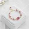 Pulseira de Cristal Natural Cristal Brave Feminina Estilo Nacional Design de Nicho Pulseira de Cristal Morango Pulseira de Ametista Lua Cinzenta