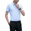 Camisa Blanca para Hombre de Manga Corta Sin Planchar Corte Ajustado con Pliegues Ropa de Trabajo Formal de Negocios Otoño Profesional Formal Camisa Larga para Hombre