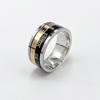 Anillo de acero de titanio de alta calidad transfronterizo con números romanos tricolor de superficie lisa de 5 líneas con aceite goteado de doble capa giratorio de fábrica