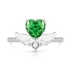 Anillo de Alas de Ángel con Forma de Corazón Cortado Flor de Hielo de Piedra Preciosa de Color de Venta Caliente en Transmisión en Vivo, Anillo de Alas con Forma de Corazón de Diamante de Alto Carbono Galvanizado en Oro Real