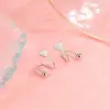 Pendientes de Rosca para Prevenir Pérdidas, Pendientes Doble Capa de Corazón, Aros de Oreja con Estrella Giratoria de Resorte, Pendientes de Alta Gama