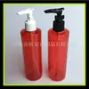 Botella PET roja con bomba de clip de 250 ml, botella desmaquillante, botella de leche de esencia, botella con dispensador para leche corporal, botella de tónico