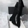 Botas altas hasta la rodilla, elásticas, ajustadas, estilo coreano, suaves y elegantes, con tacón grueso, de moda, sencillas, para mujer
