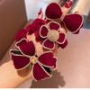 Anillo para el pelo de terciopelo rojo para niños, lazo para la cabeza, anillo para el pelo con pedrería, cuerda para el pelo de Año Nuevo para niña, accesorios para el pelo, tocado para niña, femenino