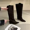 Botas largas de ante de punta para mujer, estilo coreano, con plataforma para aumentar altura, nuevo modelo otoño e invierno 2026, botas ajustadas versátiles y adelgazantes, botas de moda sin cordones