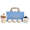 Juego de Té Dehua Encanto Antiguo Cerámica Juego Completo Gama Alta Lujo Ligero Tetera Tazas de Té Caja de Regalo Souvenir Pequeño