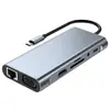 Estação de Docking Type-C Dock de Expansão 11 em 1 Pad para Laptop Hub 7 em 1 Conversor de Placa de Rede Multifuncional