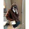 Moqie Diseño de Doble Cremallera Sentido Coreano Perezoso de Gama Alta Jacquard Cordón con Capucha Cardigan de Punto MQ1966