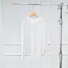 Série Etiqueta Preta KW009 Triacetato Liocel Tencel Gola Redonda Manga Longa Proteção Solar Verão Malha Ligeiramente Transparente