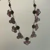 Brincos de Colar Pingente Flor de Diamante Encrustada Pedra Olho de Gato Estilo Palácio Retrô Doce Luxo Moda Joias Elegantes