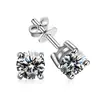 Pendientes de botón clásicos de cuatro puntas con circonita para mujer, Pendientes geométricos simples con incrustaciones de diamantes, Accesorios, Ventas directas de fábrica
