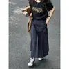 Esgotado Saia Vertical Listrada Estilo Japonês Feminina Cintura Alta Senso de Design Moda Estilo Yamamoto Retrô Saia Midi Evasê