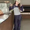 Camiseta Falsa de Dos Piezas de Manga Larga para Niñas Tops para Niños Primavera y Otoño 2025 Nuevo Traje Azul Marino Falso de Dos Piezas para Niños Grandes