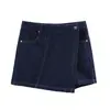 Falda pantalón de camisa marca Z Europea y Americana de doble pecho mezclilla corta Transfronteriza AliExpress más vendido INS mezclilla top de mujer cómodo ZA