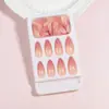24 Peças de Unhas Postiças Press-On Vermelho Ameixa Degradê em Formato de Amêndoa, Peças de Unhas Simples e Estilosas, Adesivos de Unhas Postiças Transfronteiriços, Unhas