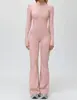 Traje de una pieza Yuean Transfronterizo Otoño e Invierno con Forro Polar y Cuello Alto, Mono de Yoga Caliente, Conjunto de Running y Fitness de Pierna Ancha