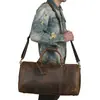 Bolso de mano transfronterizo de cuero vacuno de primera capa para fitness y viajes, bolso de hombro y cruzado de cuero genuino con compartimento para zapatos, bolso de viaje vintage de cuero crazy horse