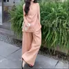 Conjunto de dos piezas rosa estilo francés, relajado y sencillo para mujer, nuevo de moda verano 2026, top tipo tank elegante y pantalón de pierna ancha, conjunto de dos piezas