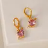 Brincos Pingente de Strass em Formato de Coração para Mulheres, Brincos de Tarraxa Minimalistas e Únicos com Temperamento Requintado e Sofisticado, Atacado