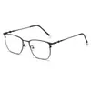 Nuevas Gafas Anti Luz Azul Marco Cuadrado de Metal Lente Plana Protección Ocular Protección contra Radiación Estilo de Negocios de Alta Gama Gafas para Miopía de Hombre