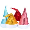 Chapéu de Natal de Alta Qualidade Transfronteiriço para Adultos e Crianças Chapéu de Pelúcia com Lantejoulas para o Dia de Natal Chapéu Decorativo para Presente Venda por Atacado