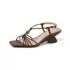 Sandalias Romanas de Cuentas Ámbar Estilo Francés con Punta Cuadrada, Sandalias de Moda Tejidas de Punta Abierta, Sandalias de Moda de Tira Fina Verano 2026