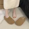 Nuevas zapatillas de media punta para mujer estilo 2026 con forro interior de algodón cálido, exterior de felpa, plataforma versátil de suela gruesa para otoño e invierno, aumento de altura