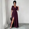 Vestido de noite elegante com decote V, cintura marcada plissada, transfronteiriço europeu e americano Amazon 2026