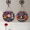 2026 Decoración de Letrero de Madera Patriótico para Puerta del Día de la Independencia Estadounidense Águila Americana Bandera Decoración Patriótica Adorno de Fiesta
