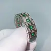 Anillo de estilo europeo y americano para hombre, con circonita y esmeralda de imitación de imitación completa de diamantes, vintage, muy vendido en Cross-border Wish, anillo único y versátil