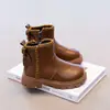 Botines para Niñas 2026 Otoño/Invierno Nuevos Botas Martin de Princesa Suela Suave para Niños Estilo Británico para Niños Medianos y Grandes Botas de Cuero con Forro de Terciopelo