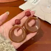 Pendientes Geométricos Marrones con Corte Circular de Otoño e Invierno Transfronterizos para Mujer Aguja de Plata Diseño de Nicho Retro Moda Pendientes Exagerados