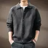Suéter cardigã de alta qualidade estilo old money com gola virada para baixo masculino outono e inverno novo grosso estilo americano solto casual suéter de malha casaco