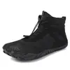 Botas de nieve de cinco dedos para exteriores otoño e invierno para pareja, zapatos de algodón, forro polar grueso, botas de algodón para escalada, zapatos de algodón sin cordones