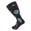 Calcetines de compresión más calcetines gruesos Medias con patrón de flor de presión europeas y americanas Calcetines para pantorrilla Calcetines deportivos de compresión