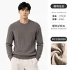 Suéter trançado gola redonda estilo britânico retrô, estilo "old money" masculino, blusa de tricô de manga comprida para outono e inverno, pulôver, camada interna