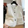 Chaleco Blazer Elegante de Cuello Redondo Pequeño para Mujer, Temporada Primavera y Otoño 2026, Ropa Exterior sin Mangas Estilo Francés