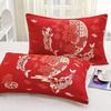 Fundas de Almohada de Gasa de Algodón Puro Rojas Festivas del Año del Caballo, un Par de Fundas de Almohada de Algodón Grueso Anti-Sudor Lindas de Dibujos Animados de Alta Gama
