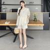 Camisa de Muñeca Bordada de Encaje de Manga Corta de Verano para Mujeres Embarazadas Pantalones Cortos de Verano para Embarazadas Traje para Mujeres Embarazadas Conjunto de Dos Piezas de Verano