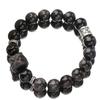 Pulsera Despertar del León de Obsidiana Plateada Natural Estilo Chino para Hombres y Mujeres, Pulsera Simple de Perlas Redondas de Obsidiana Atrae-Riqueza, Regalo para Pareja