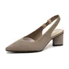 Bt663 Sapato Princesa Padrão Reto Tira Traseira de Tricô Sandálias da Moda Bico Fino Boca Rasa Lateral Vazada Sandálias Diárias de Salto Grosso