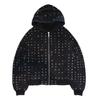Aliexpress Transfronteiriço 2025 Novo Moletom com Capuz Americano Moderno Estiloso Perfurado High Street Cardigan com Zíper Masculino e Feminino