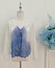 Vestido artístico azul tie-dye hecho a mano de Radix Isatidis de planta pura original, sobrecapas exteriores protectoras solares