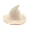 Gorro de Mago de Punto de Color Sólido Sombrero de Halloween Otoño Invierno Mujer Sombrero de Bruja Puntiagudo Sombrero Mágico Plegable