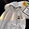 Moletom com Capuz de Veludo Pesado Estilo Retrô Americano para Homens e Mulheres, Novidade Outono e Inverno, Tops e Jaquetas Casuais Versáteis Largos